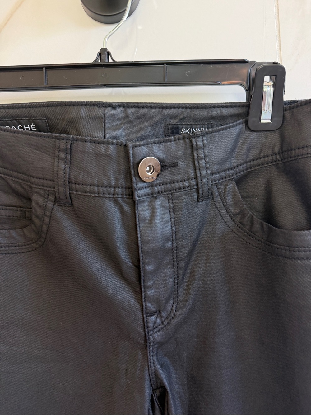 NWT Cache Black Coated Lace Up Pants Size 6 Moto Pant Harley Concert Edgy - Picture 6 of 8